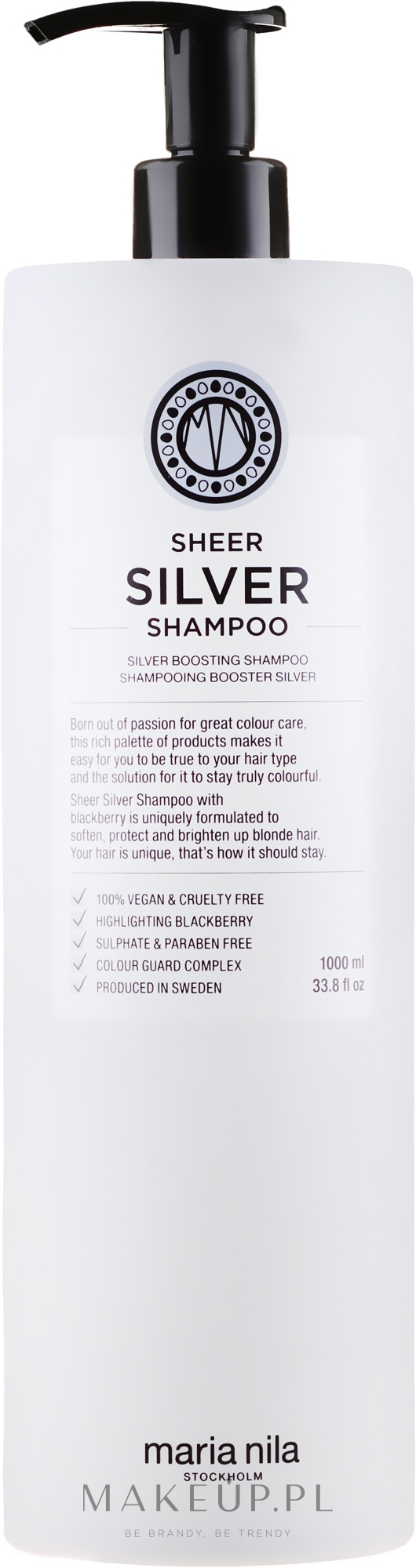 Srebrny szampon do włosów blond neutralizujący żółte refleksy - Maria Nila Sheer Silver Shampoo — Zdjęcie 1000 ml