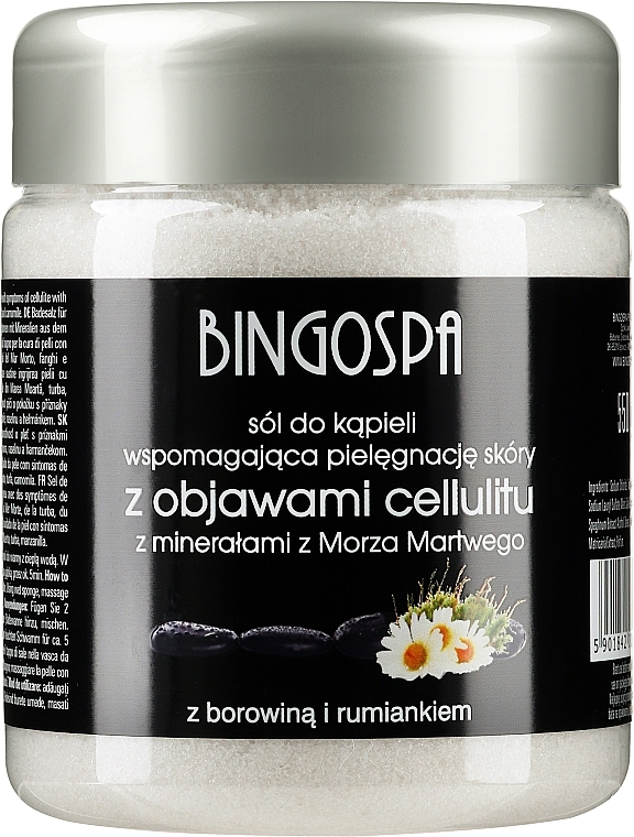 Sól z minerałami z Morza Martwego do pielęgnacji skóry ze skłonnościami do cellulitu z ekstraktami z rumianku i borowiny - BingoSpa Salt With Minerals