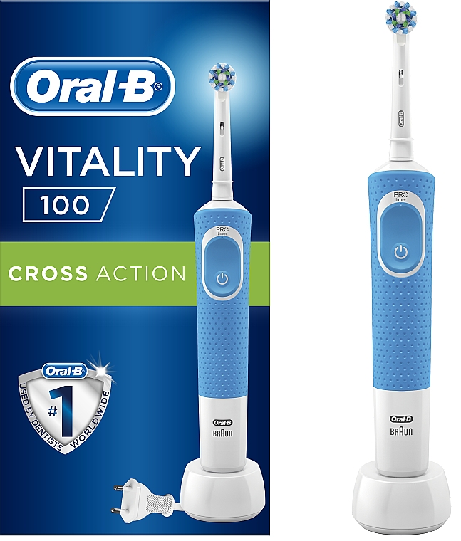 Elektryczna szczoteczka do zębów, niebieska - Oral-B Vitality 100 D100.413.1 PRO CrossAction