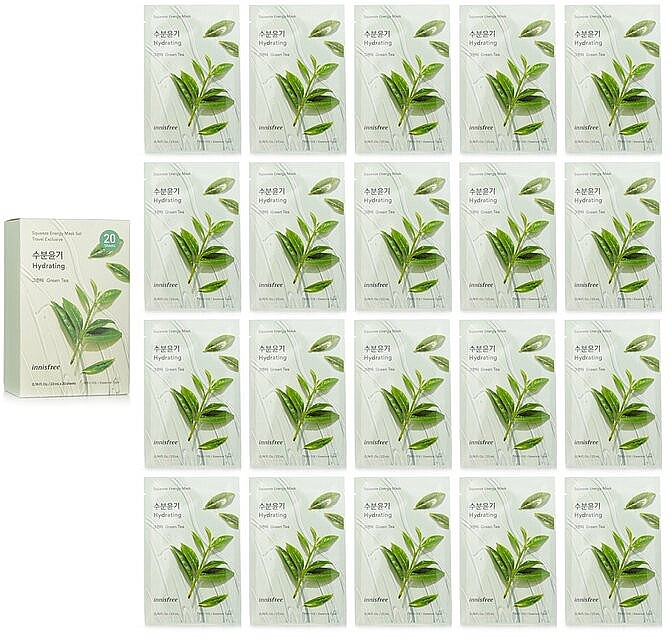 Zestaw maseczek do twarzy z zieloną herbatą - Mizon Joyful Time Essence Mask (20x23g) — Zdjęcie N1