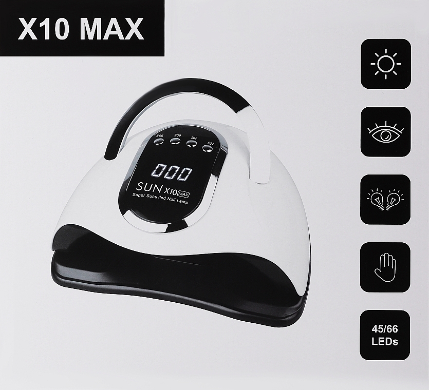 Lampa do manicure, biała - Lewer Sun X10 Max Super Sunuvled Nail Lamp — Zdjęcie N2