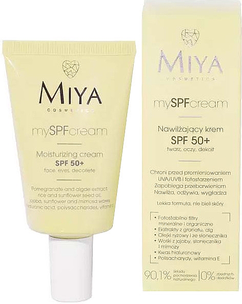 Nawilżający krem do twarzy - Miya Cosmetics My SPF Cream Moisturizing Cream SPF50+ — Zdjęcie N1