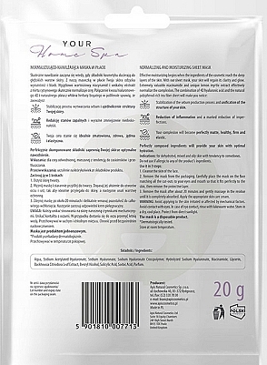 PRZECENA! Normalizująco-nawilżająca maska w płacie do twarzy - APIS Professional Your Home Spa Normalizing And Moisturizing Sheet Mask * — Zdjęcie N3