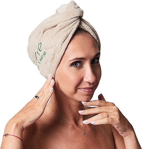 Zestaw Ręcznik + turban + opaska na głowę, beżowy - Yeye — Zdjęcie N3
