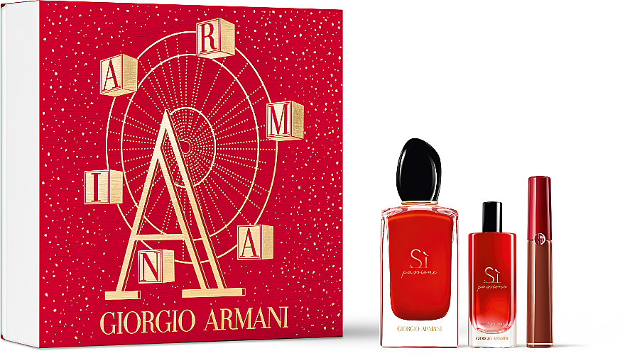 Giorgio Armani Si Passione Christmas Gift Set - Zestaw (edp/mini 15 ml + edp 100 ml + lipstick 6.5 ml) — Zdjęcie N1