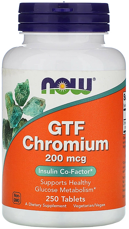 Chrom w tabletkach - Now Foods GTF Chromium  — Zdjęcie N3