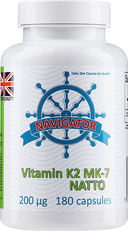 Witamina K2 MK-7, 200 mcg, w kapsułkach - Navigator Vitamin K2 MK-7 — Zdjęcie N1