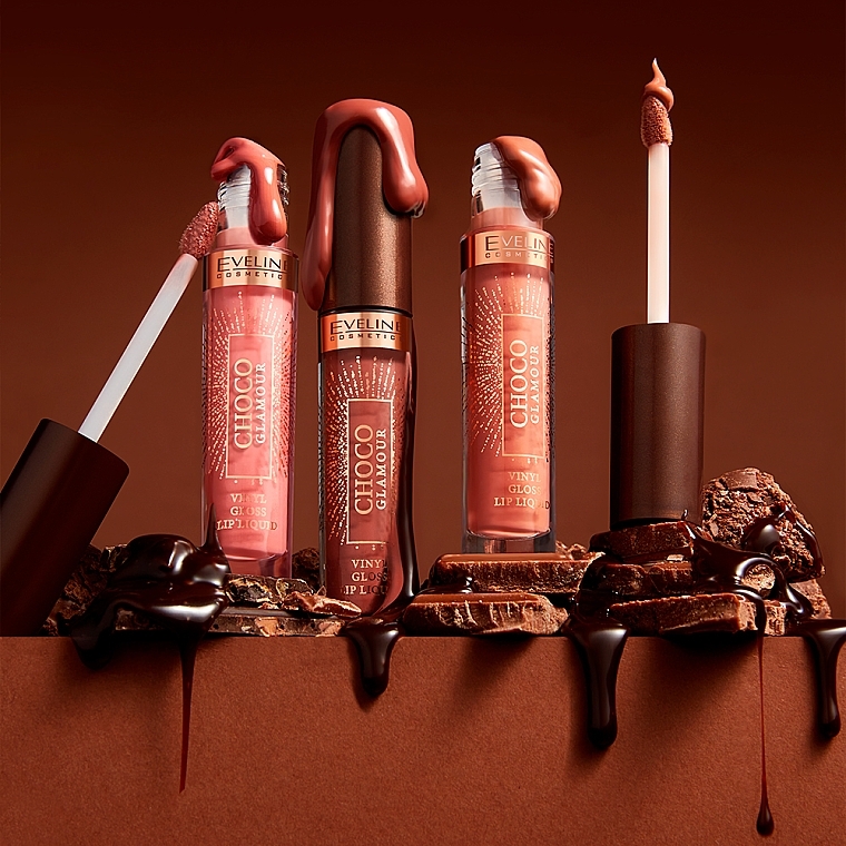 Pomadka w płynie z efektem glossy lips - Eveline Cosmetics Choco Glamour Vinyl Gloss Lip Liquid — Zdjęcie N2