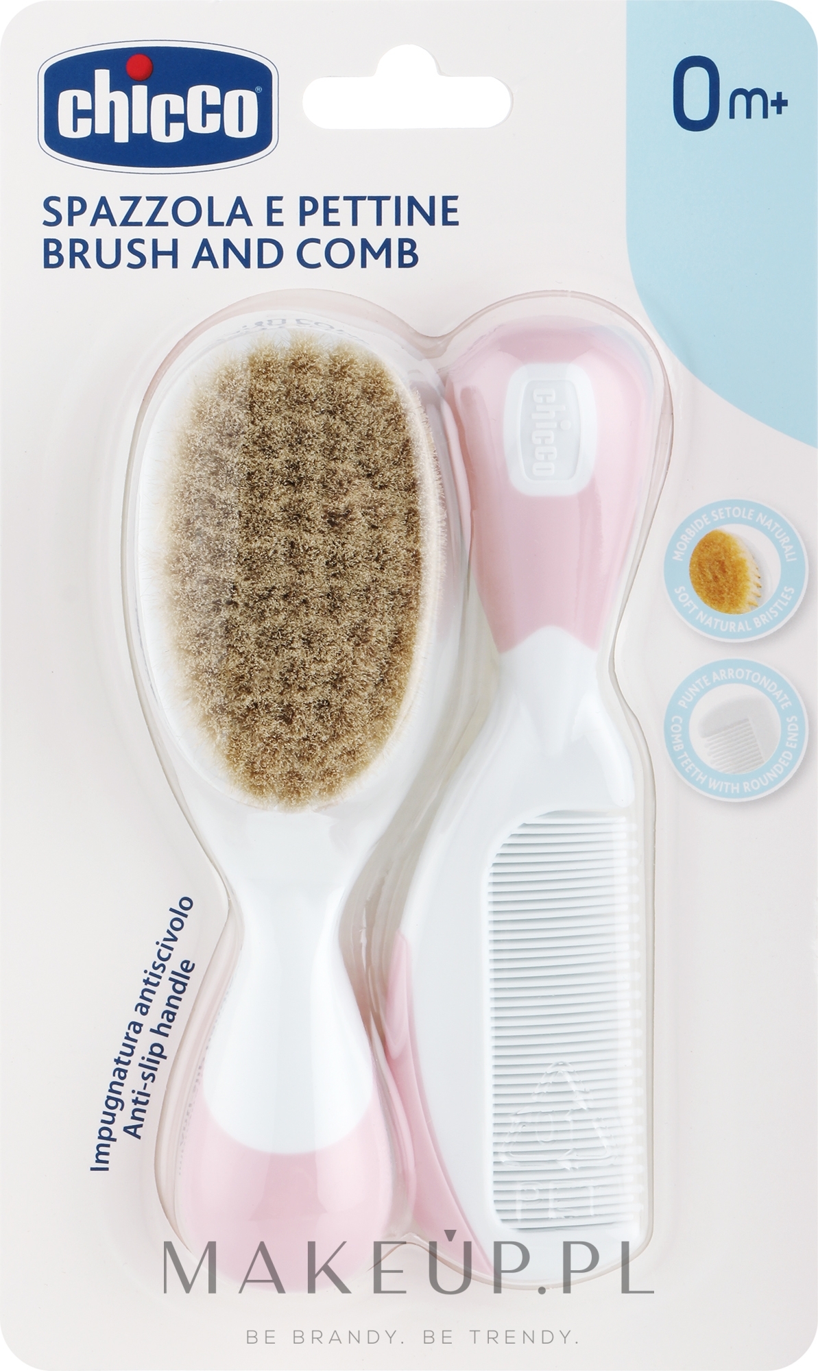 Zestaw dla dzieci: szczoteczka do włosów i grzebyk, różowe - Chicco Brush and Comb for Baby Pink — Zdjęcie 2 szt.