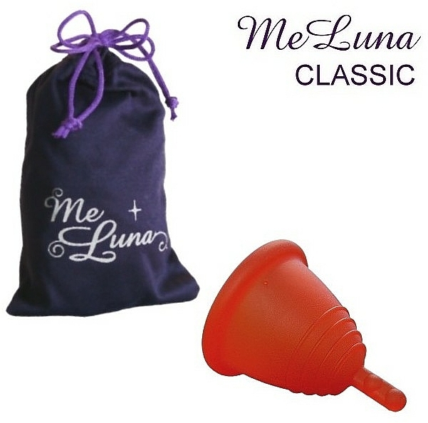 Kubeczek menstruacyjny z nóżką, rozmiar M, czerwony - MeLuna Classic Shorty Menstrual Cup Stem — Zdjęcie N1