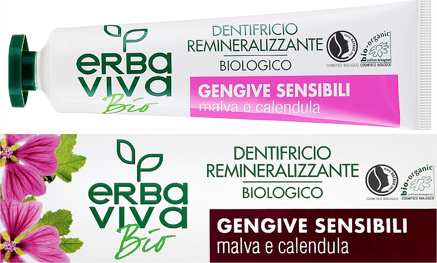Pasta do zębów do wrażliwych dziąseł Malwa i nagietek - Erba Viva Bio Toothpaste Sensitive Gums