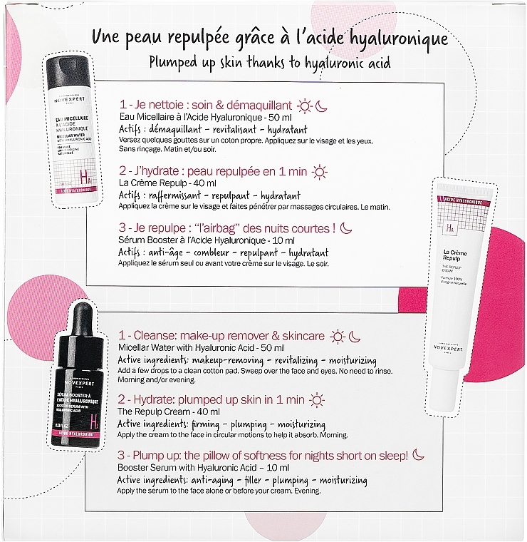 Zestaw Wypełnienie i ujędrnienie skóry kwasem hialuronowym 3,2% - Novexpert Plumped Up Skin Box (cr/40ml + water/50ml + serum/10ml) — Zdjęcie N3