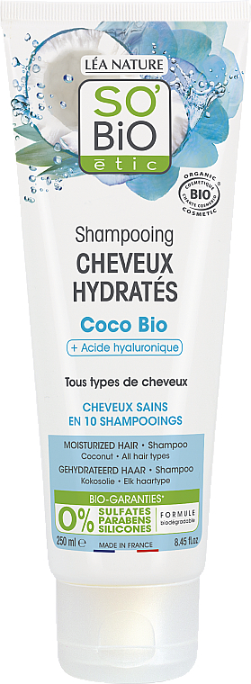 Szampon do włosów z kokosem i kwasem hialuronowym - So'Bio Etic Coconut & Hyaluronic Acid Moisturising Shampoo  — Zdjęcie N1