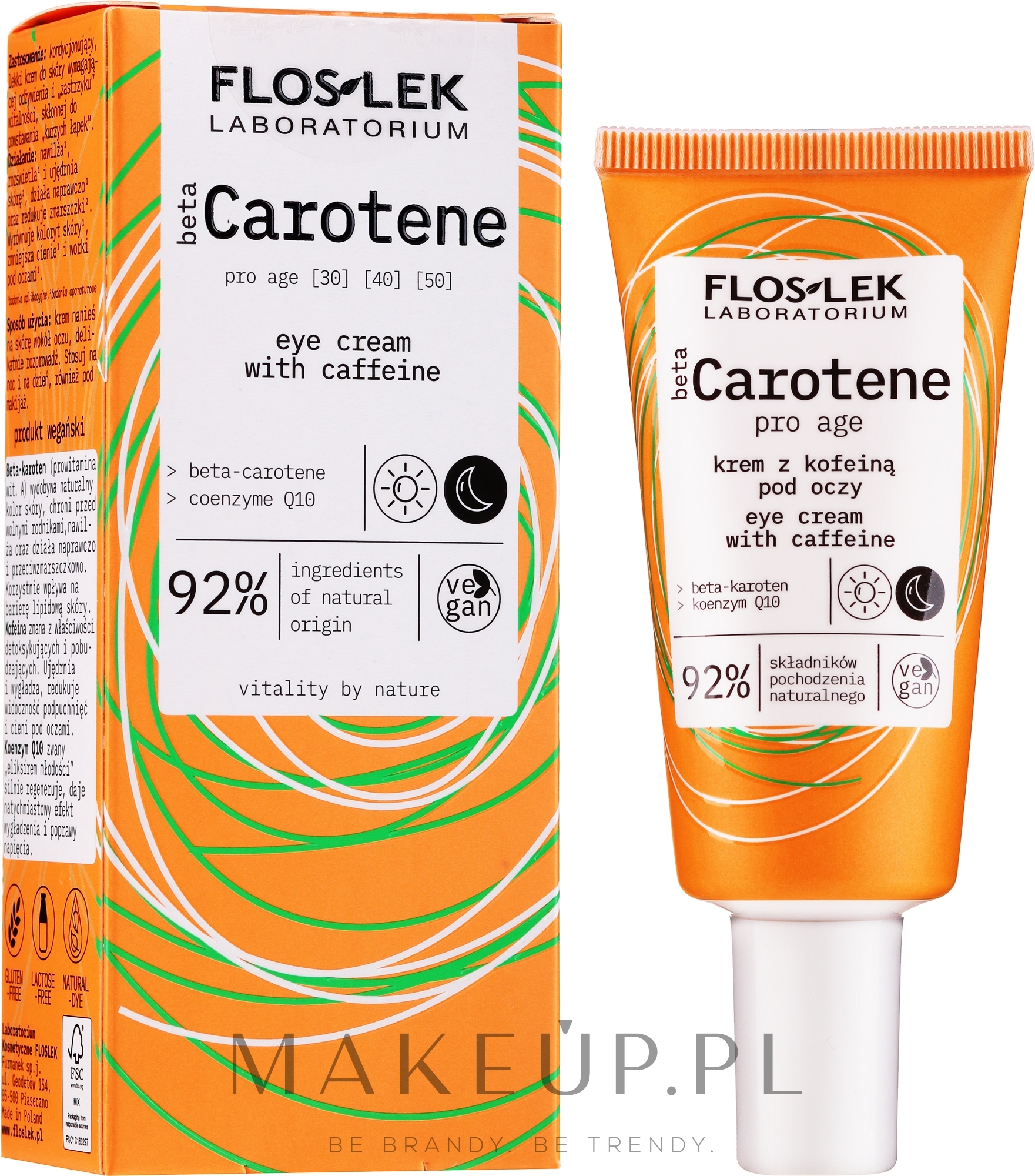 Krem na okolice oczu - Floslek Beta Carotene Cream Under Eye With Caffeine — Zdjęcie 30 ml