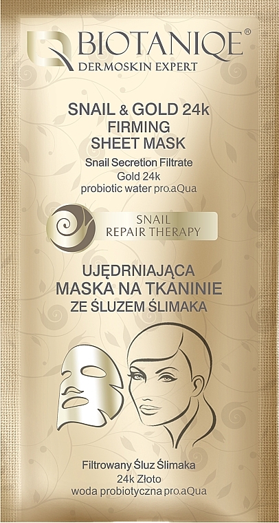 Ujędrniająca maska na tkaninie do twarzy - Biotaniqe Terapia śluzem ślimaka