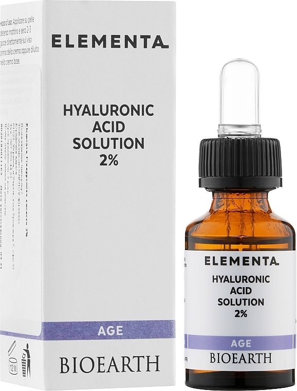 Serum do twarzy z kwasem hialuronowym 2% - Bioearth Elementa AGE Hyaluronic Acid 2% — Zdjęcie N4