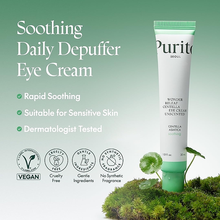 Kojący krem pod oczy z wąkrotką azjatycką bez olejków eterycznych - Purito Seoul Wonder Releaf Centella Eye Cream Unscented — Zdjęcie N4