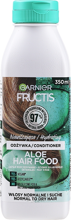 Nawilżająca odżywka do włosów normalnych i suchych Aloes - Garnier Fructis Aloe Hair Food Conditioner