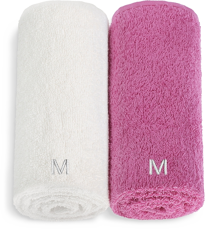 Zestaw ręczników do twarzy, biały i marsala Twins - MAKEUP Face Towel Set Marsala + White — Zdjęcie N1
