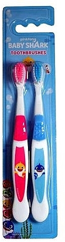 Zestaw szczoteczek do zębów dla dzieci, różowy, niebieski - Pinkfong Baby Shark Toothbrush Set — Zdjęcie N1