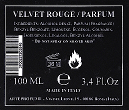 Arte Profumi Velvet Rouge - Perfumy — Zdjęcie N3