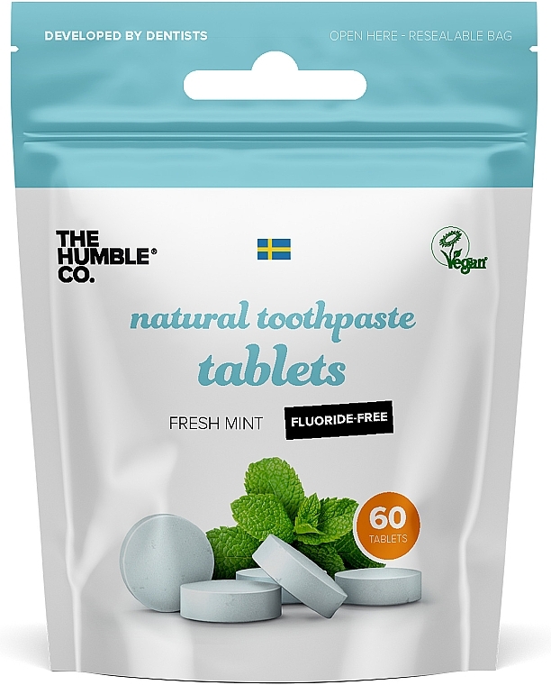 Tabletki do mycia zębów bez fluoru - The Humble Co Natural Toothpaste Tablets Fresh Mint Flouride Free — Zdjęcie N1