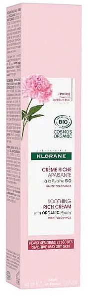 Krem do skóry wrażliwej i suchej z ekstraktem z piwonii - Klorane Peony Rich Soothing Cream — Zdjęcie N1