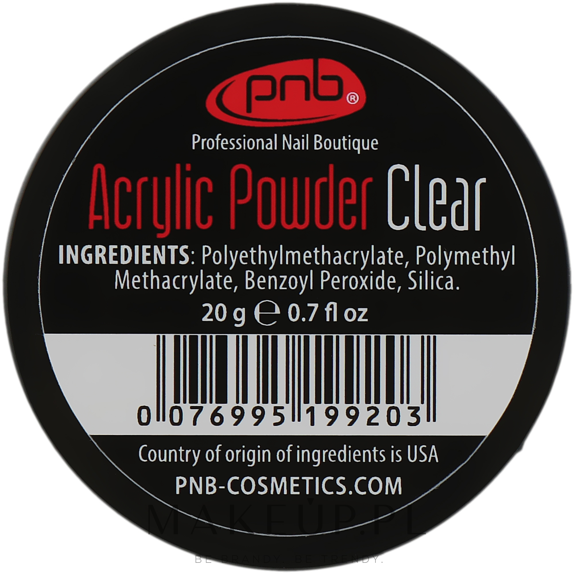 Puder akrylowy przezroczysty - PNB Acrylic Powder Clear — Zdjęcie 20 g