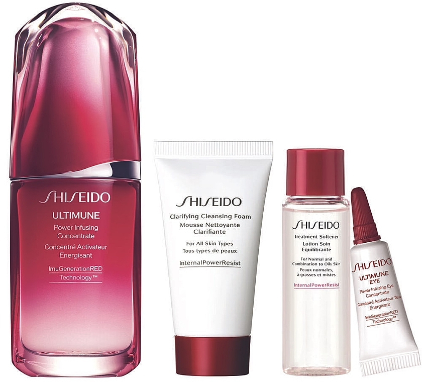 Zestaw - Shiseido Ultimune Holiday Kit (f/conc/50ml + foam/30ml + softner/30ml + eye/conc/3ml) — Zdjęcie N2