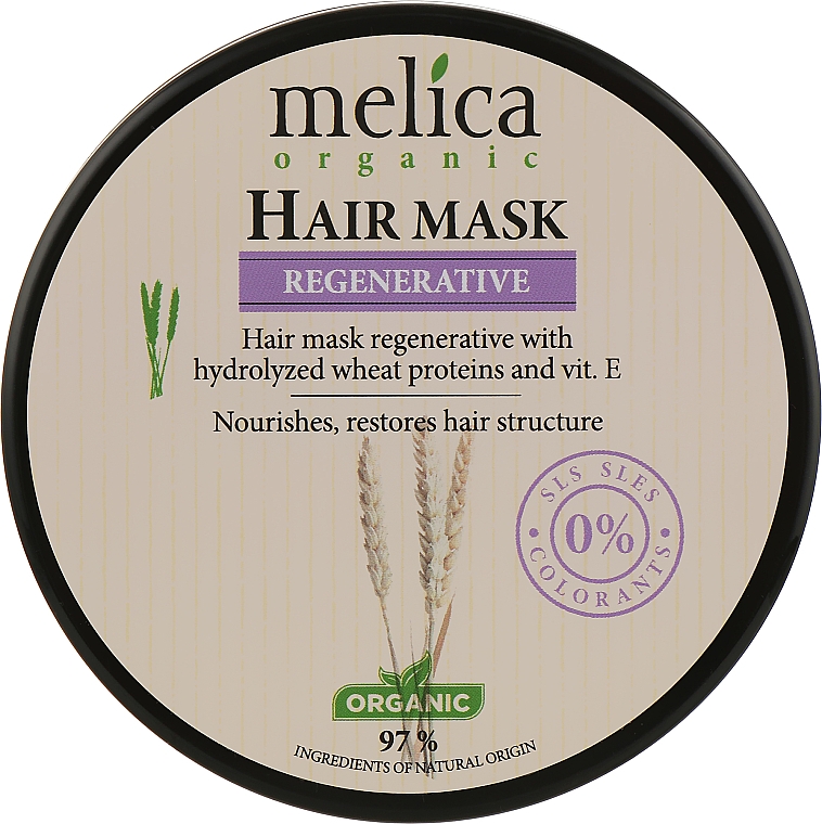 Odbudowująca maska do włosów z proteinami pszenicy i witaminą E - Melica Organic Regenerative Hair Mask