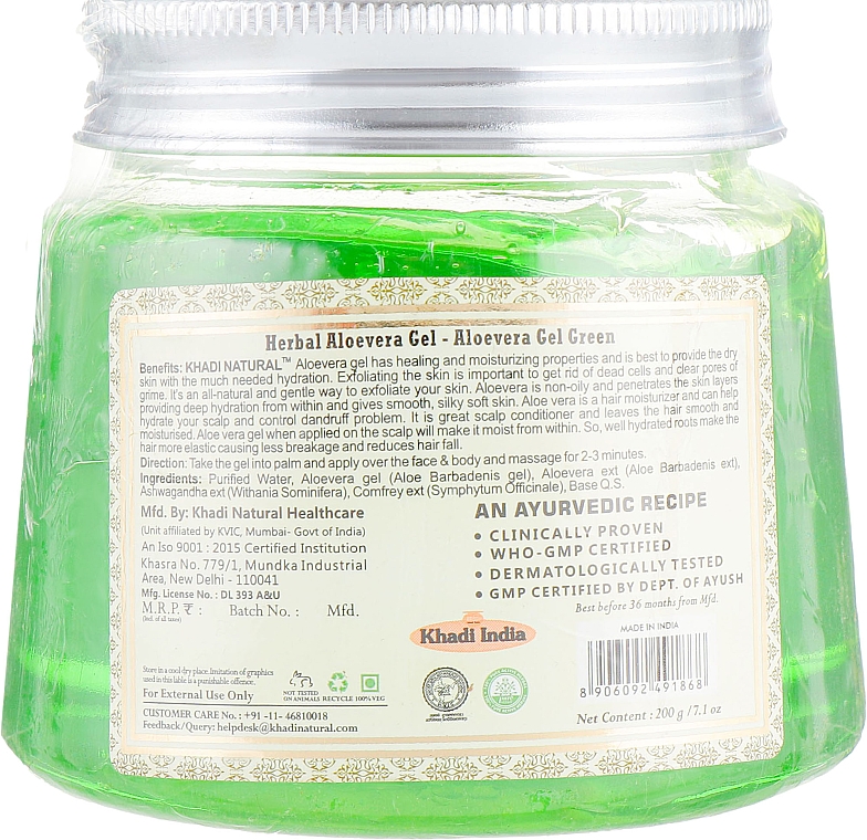 Żel aloesowy Aloevera - Khadi Natural Herbal Aloevera Gel Green — Zdjęcie N2