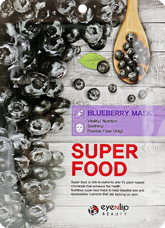 Maska w płachcie z ekstraktem z jagód - Eyenlip Super Food Blueberry Mask — Zdjęcie N1