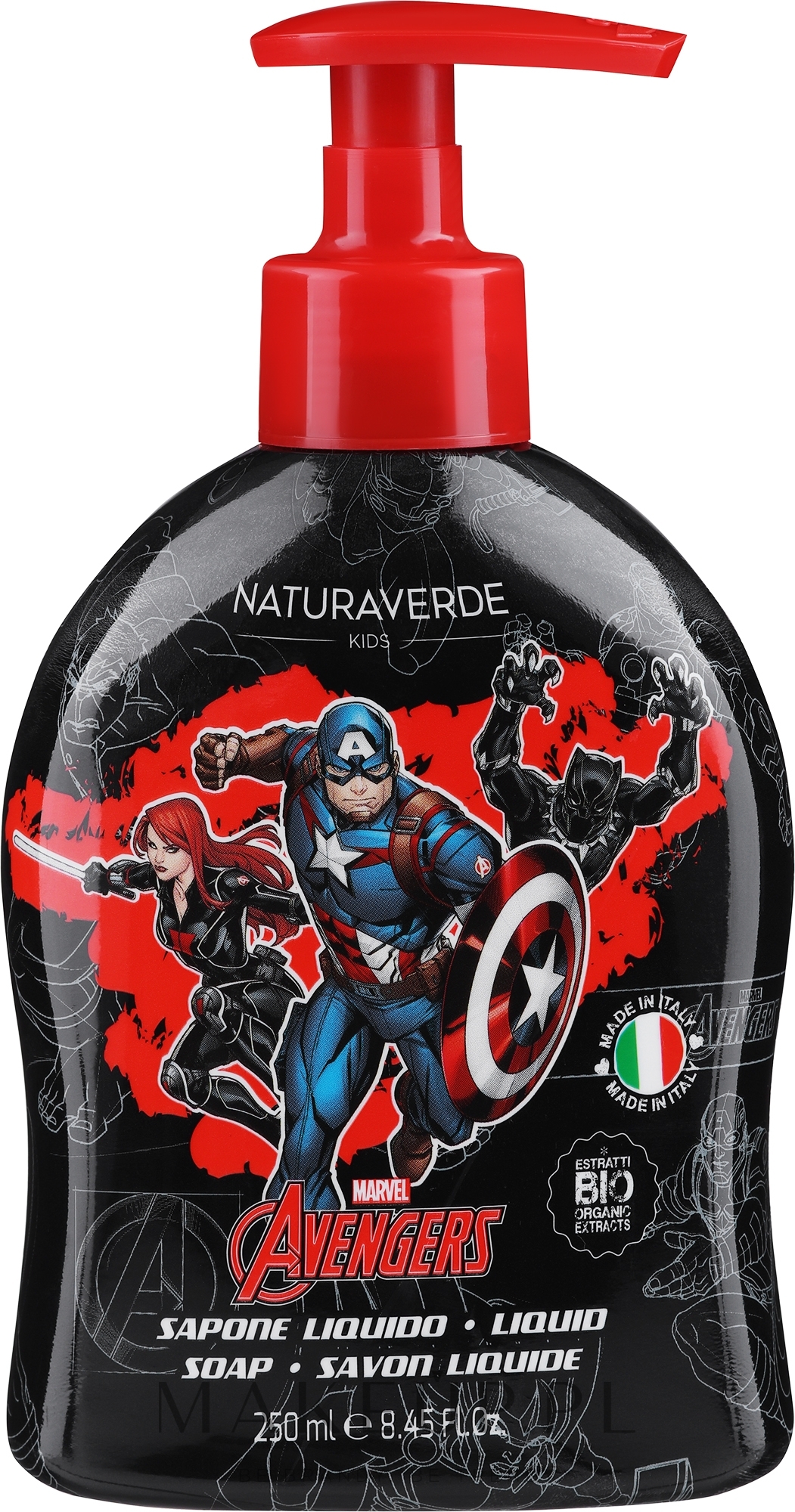 Mydło w płynie dla dzieci Kapitan Ameryka - Naturaverde Kids Avengers Liquid Soap — Zdjęcie 250 ml