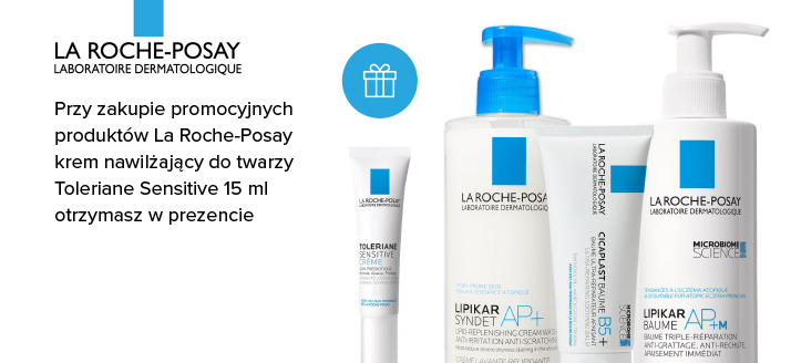 Przy zakupie promocyjnych produktów La Roche-Posay krem nawilżający do twarzy Toleriane Sensitive 15 ml otrzymasz w prezencie.