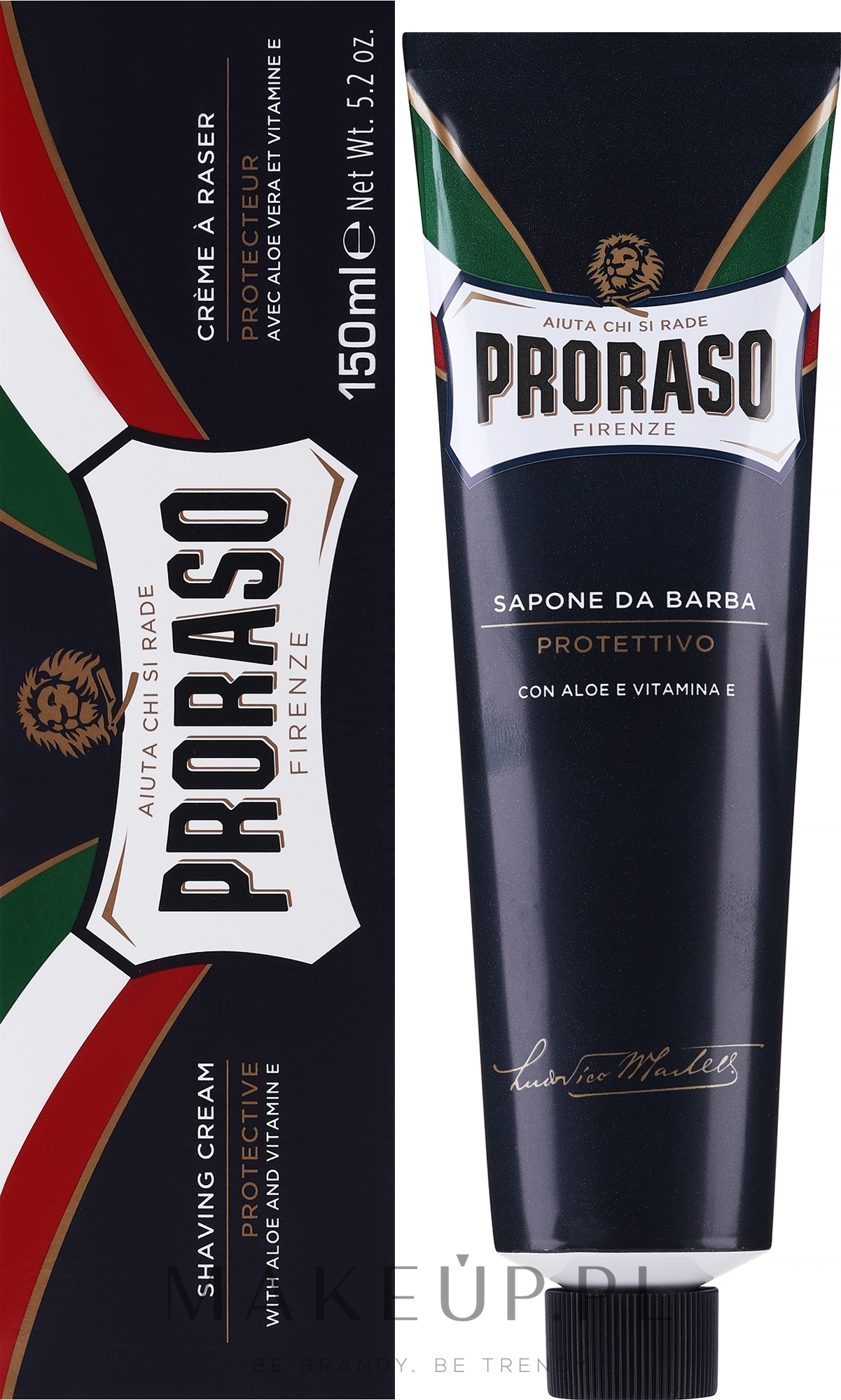 Krem do golenia Aloes i witamina E - Proraso Blue Shaving Cream — Zdjęcie 150 ml