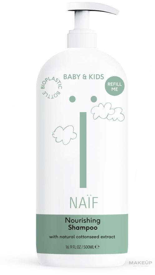 Odżywczy szampon do włosów i skóry głowy dla dzieci i niemowląt - Naïf Nourishing Shampoo For Baby & Kids — Zdjęcie 500 ml