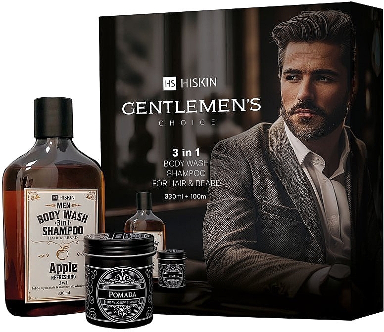 Zestaw - HiSkin Men Gentlemen's Choice (gel/shmp/330ml + h/pomade/100ml) — Zdjęcie N1