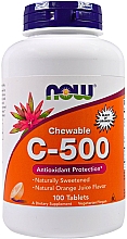 Suplement diety witamina C-500 do żucia o smaku soku pomarańczowego - Now Foods C-500 Chewable Orange Juice Tablets — Zdjęcie N1