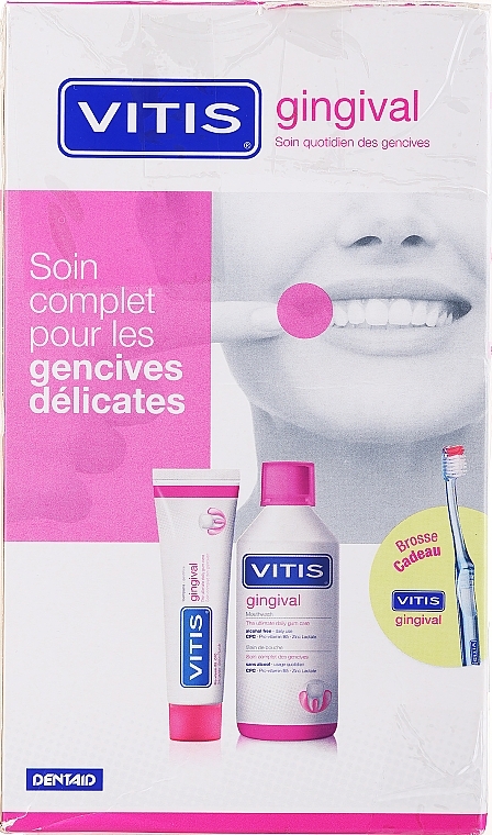 PRZECENA! Zestaw - Dentaid Vitis Gingival (Toothpaste/100 ml + Toothbrush + Mouthwash/500 ml) * — Zdjęcie N1
