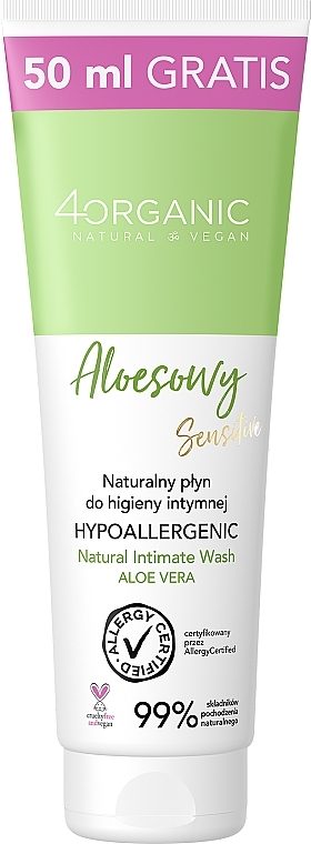 Naturalny hipoalergiczny płyn do higieny intymnej - 4Organic Natural Intimate Wash Aloe — Zdjęcie N1