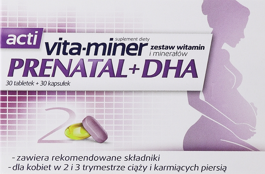 Suplement diety - Aflofarm Acti Vita-Miner Prenatal + DHA — Zdjęcie N1