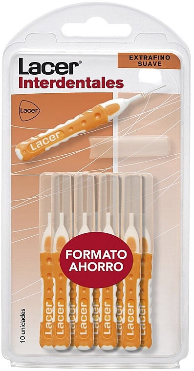 Szczoteczka międzyzębowa, pomarańczowa - Lacer Interdental Extra Fine Soft Straight Brush — Zdjęcie N1