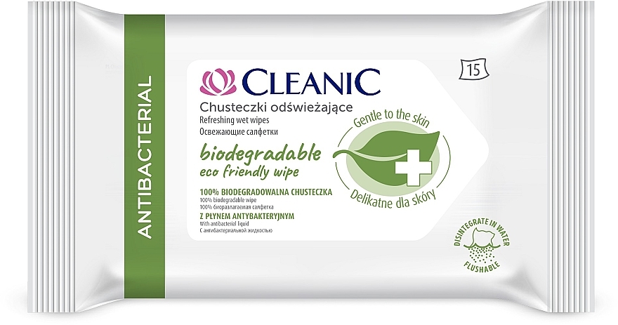 Odświeżające chusteczki nawilżane - Cleanic Antibacterial ECO Friendly Wipes — Zdjęcie N1