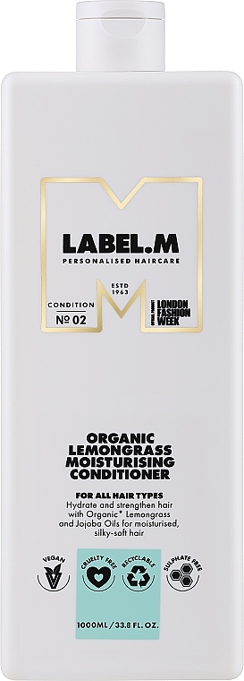 Nawilżająca odżywka do włosów - Label.m Professional Organic Lemongrass Moisturising Conditioner — Zdjęcie N1