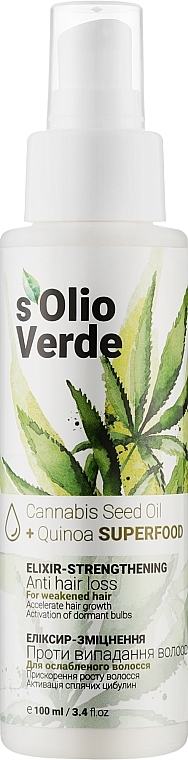 Eliksir wzmacniający przeciw wypadaniu włosów - Solio Verde Cannabis Speed Oil Elixir-Strengthening — Zdjęcie N1