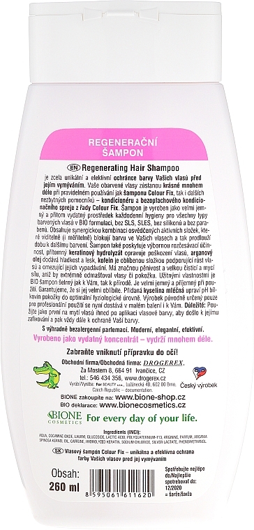 PRZECENA! Regenerujący szampon do włosów farbowanych - Bione Cosmetics Colour Fix Regenerative Shampoo * — Zdjęcie N2