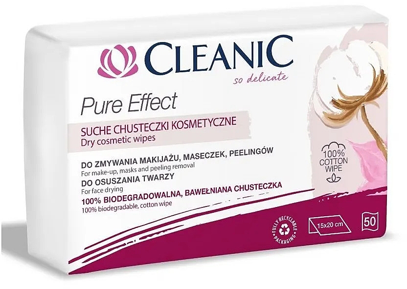 Suche chusteczki kosmetyczne, 50 szt. - Cleanic Pure Effect — Zdjęcie N1