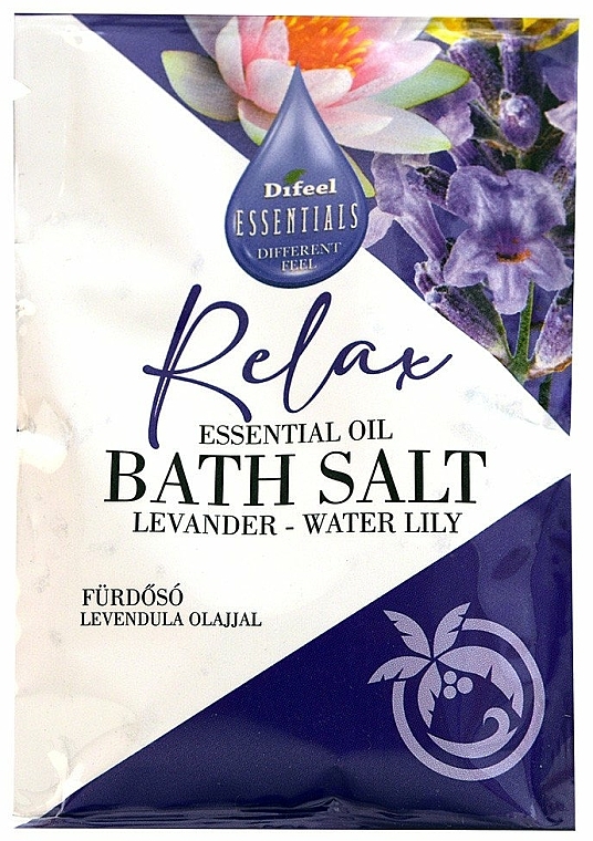 Sól do kąpieli Lawenda i lilia wodna - Difeel Essentials Relax Bath Salt Lavander, Water Lily — Zdjęcie N1