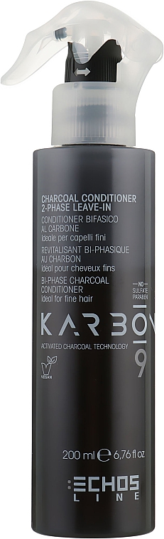 Dwufazowa odżywka do włosów z węglem aktywnym - Echosline Karbon 9 Charcoal Conditioner 2 Phase Leave-In — Zdjęcie N1