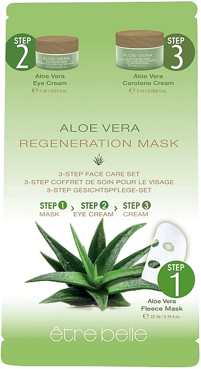 Zestaw - Etre Belle Aloe Vera 3-Step Face Care Set (f/cr/2ml + mask/22ml + eye/cr/1ml) — Zdjęcie N1